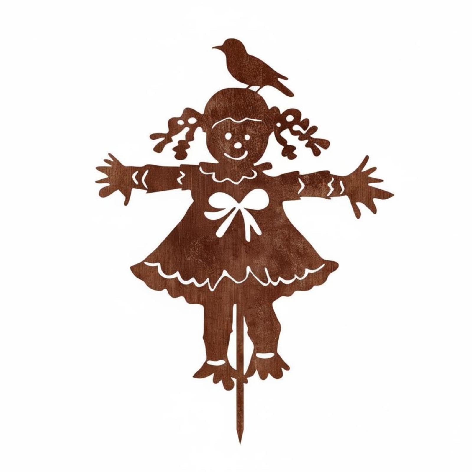 Metal Scarecrow Stake Rust Finish Scarecrow Stake Flat Cutout Rusted Garden Silhouette for Lawn, Villa Little Girl | Statues & Lawn Ornaments | Garden Dacor | Yard Garden & Outdoor Living-image-48