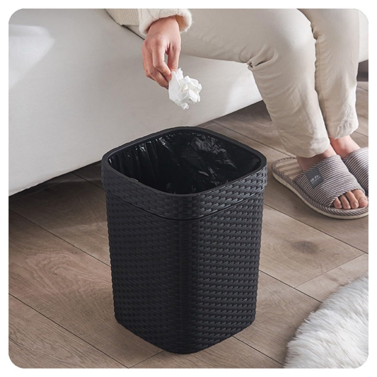 Ciieeo Bidone per Rifiuti Plastico 14l Multifunzione senza Coperchio, Cestino per Carta Straccia e Rifiuti da Ufficio in Stile Nordico, Contenitore per Spazzatura da Scrivania Leggero