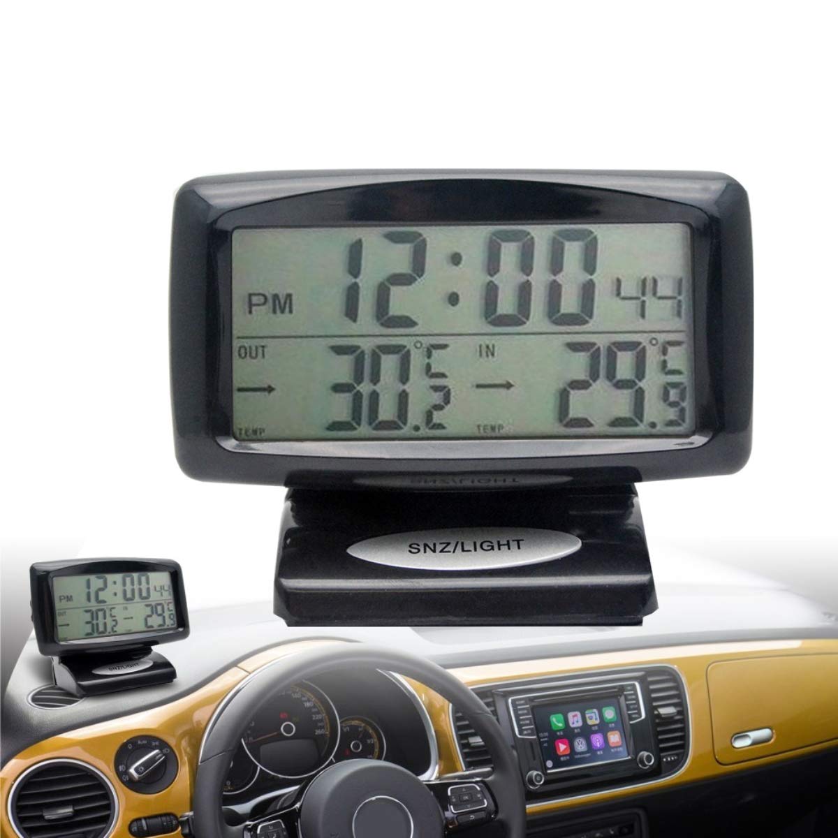 Thermomètre d'horloge de voiture Baceyong, horloge numérique et thermomètre 2 en 1 avec affichage à LED, utilisé pour l'ameublement intérieur et extérieur de la voiture