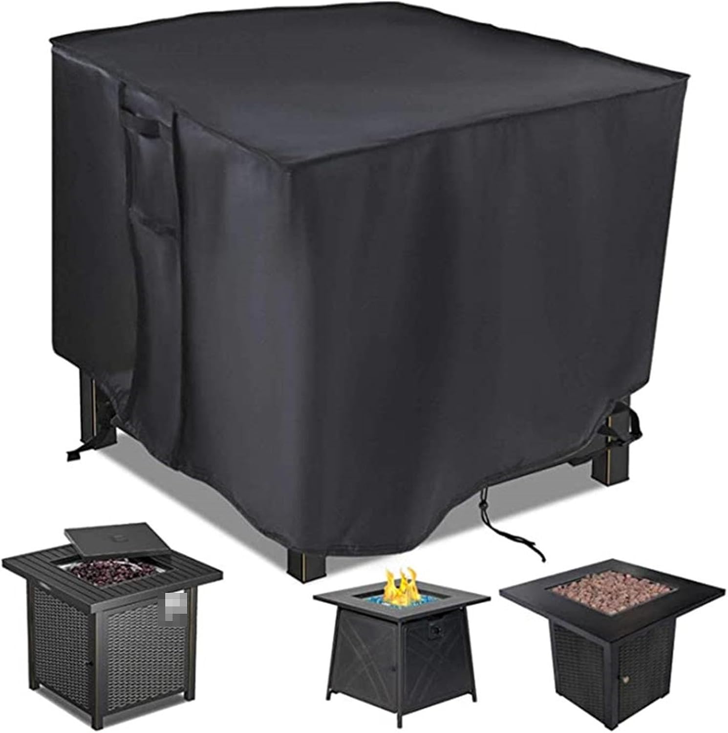 Fire Pit Cover Square Fireplace Cover Waterproof Heavy Duty Outdoor Firepit Cover, Outside Patio Furniture Cover, All Weather Resistant(32in*32in*17in)