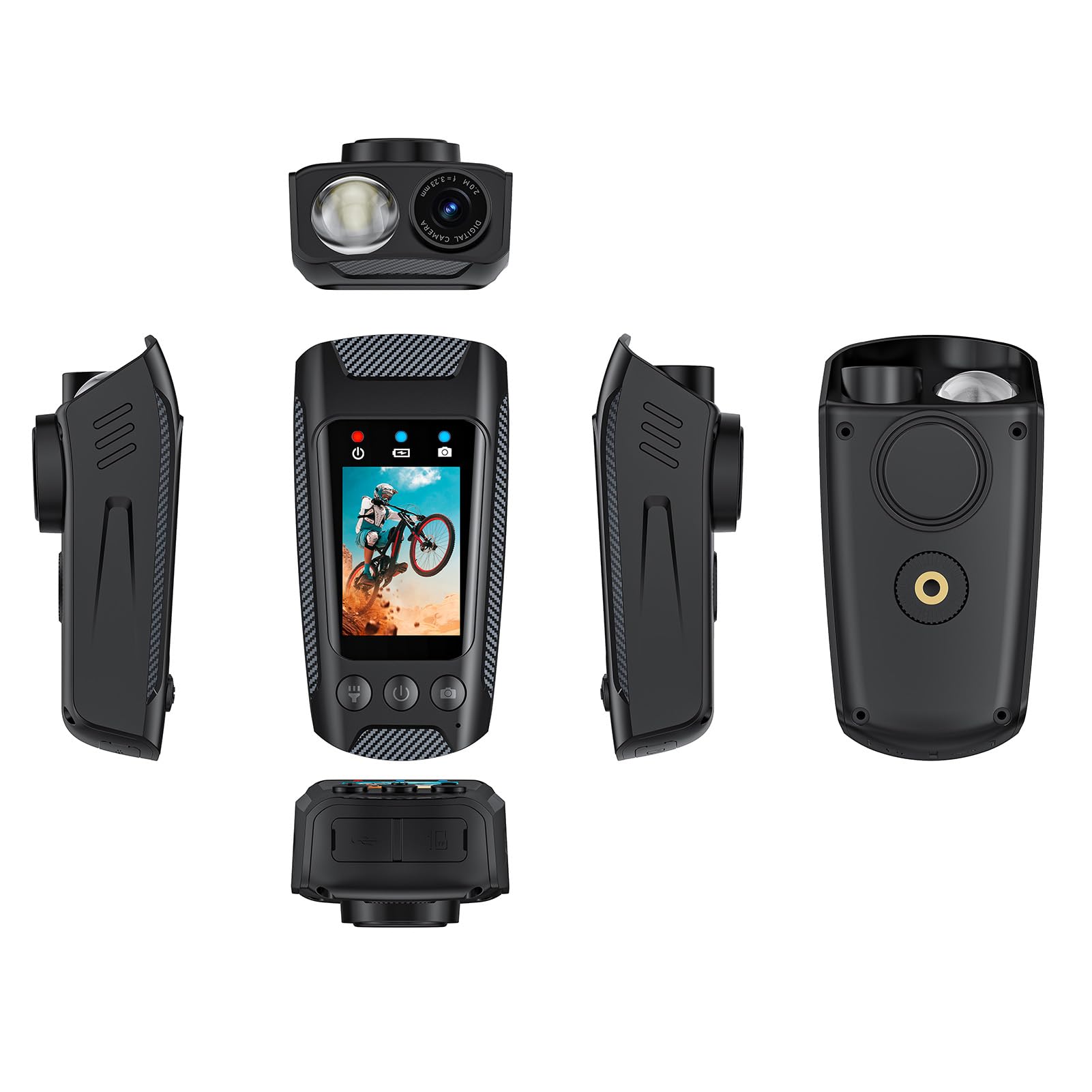 Macchina fotografica di ciclismo 4K con 60fps Video IPX5-2 IPS Schermo WiFi per il pendolarismo notturno