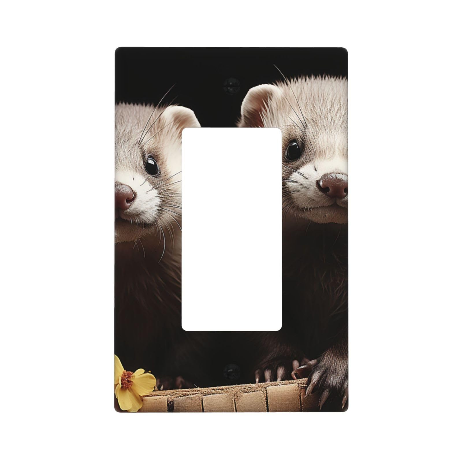 Ferrets Wall Plate Cover 1 Gang Light Switch Cover Decorative Single Duplex Wall Plates Standard Size Decorator Blank Electrical Switch Plate Cover for Electrical Outlets