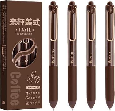 MOZXIRZ 4 Pcs Retractable Pens Cute Coffee Pen with Fragrance Gel Ink Pens 0.5mm Black Ink Writing Pen Office School Supplies for Girls Boys Women Men Coffee