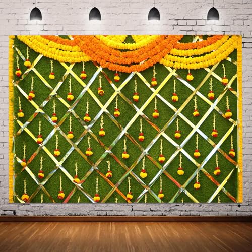 Image of 7x5ft Indian Wedding Photography Backdrop, Pooja Ceremony Photo Backgrounds Traditional Hindu Festival Banner, Puja, Party Decorations