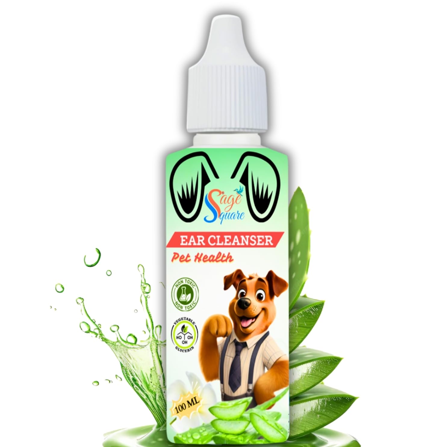 Dog Ear Cleaner - Gentle & Effective Solution, Removes Wax, Dirt, Debris, Reduces Odor & Itching, Regular Use, Promotes Ear Health, Suitable for All Breeds & Sizes (100ml)