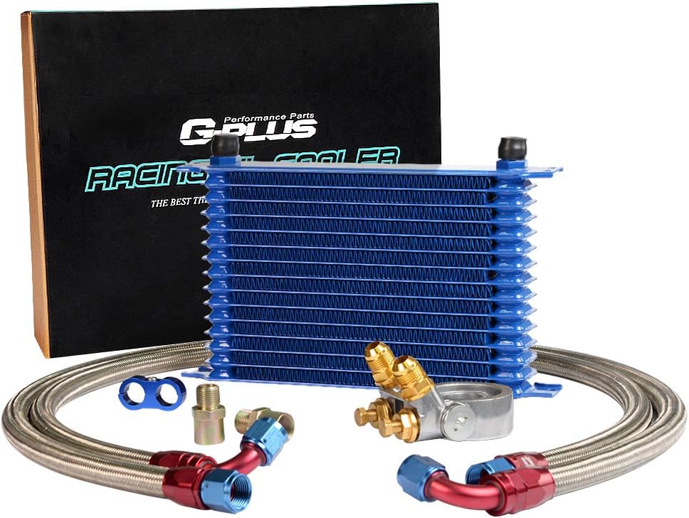 Gplus 15 Row AN10 Thermostat Adaptor Engine Racing Oil Cooler Kit For