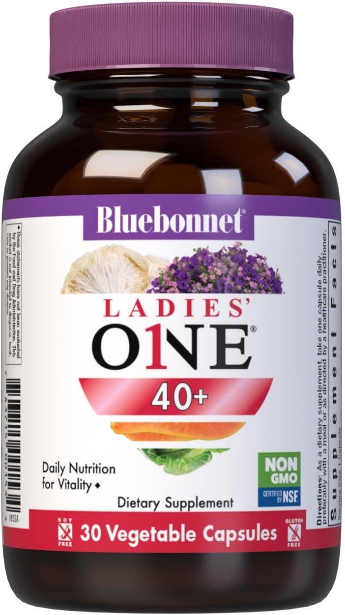 Nutrition Ladies’ ONE 40+ Whole Food-Bed Multiple, Women Multivitamin for Women 40+, Soy-Free, Non-GMO, Gluten Free, 30 Vegetable Capsules, 30 Servings