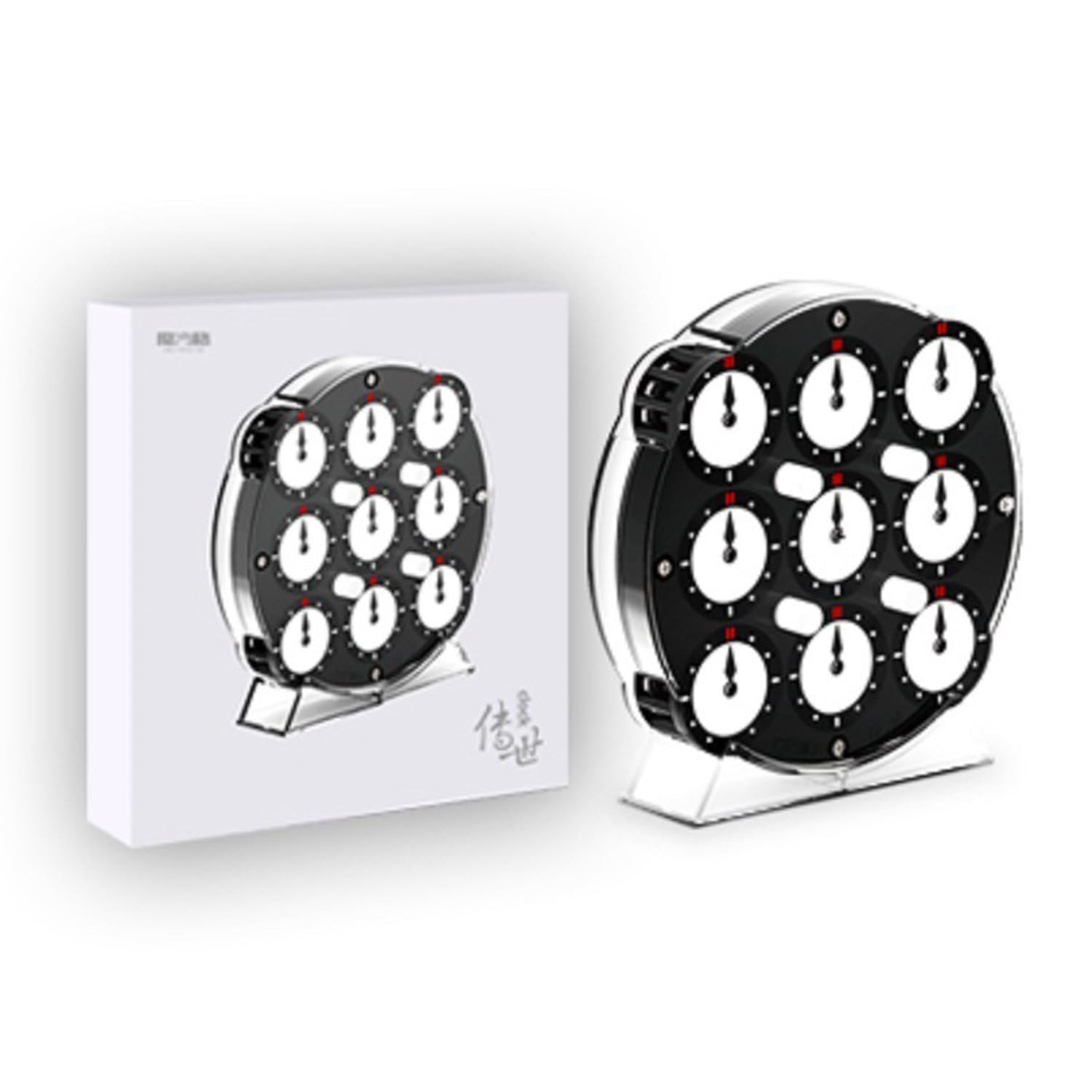 QY Speed Cube Clock, Magic Clock Level 4 Transparent Blue Speed Clock 3D Puzzle Brain Teasers for Cube Lovers