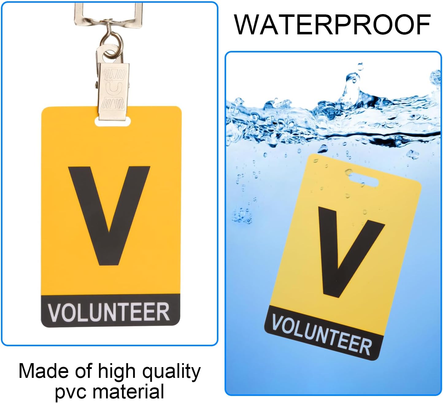 25pcs Volunteer Lanyard with 25pcs Volunteer ID Badge, Volunteer Lanyards with Badges Volunteer Lanyards with Badges for Company Campus School Exhibition Events(Yellow)