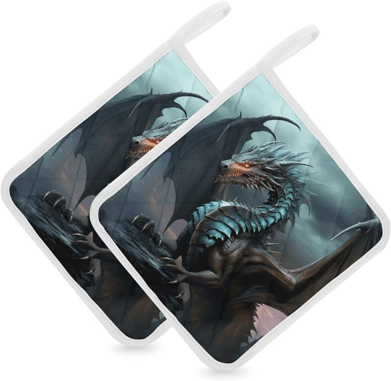 Cool Dragon Polyester Heat Resistant Pot Pad Non Slip Anti Scald Hot Dish Mat Reusable Table Protector for Kitchen Hot Pot Mat Wear Resistant Heat Proof Table Pad for Countertop Dining Room