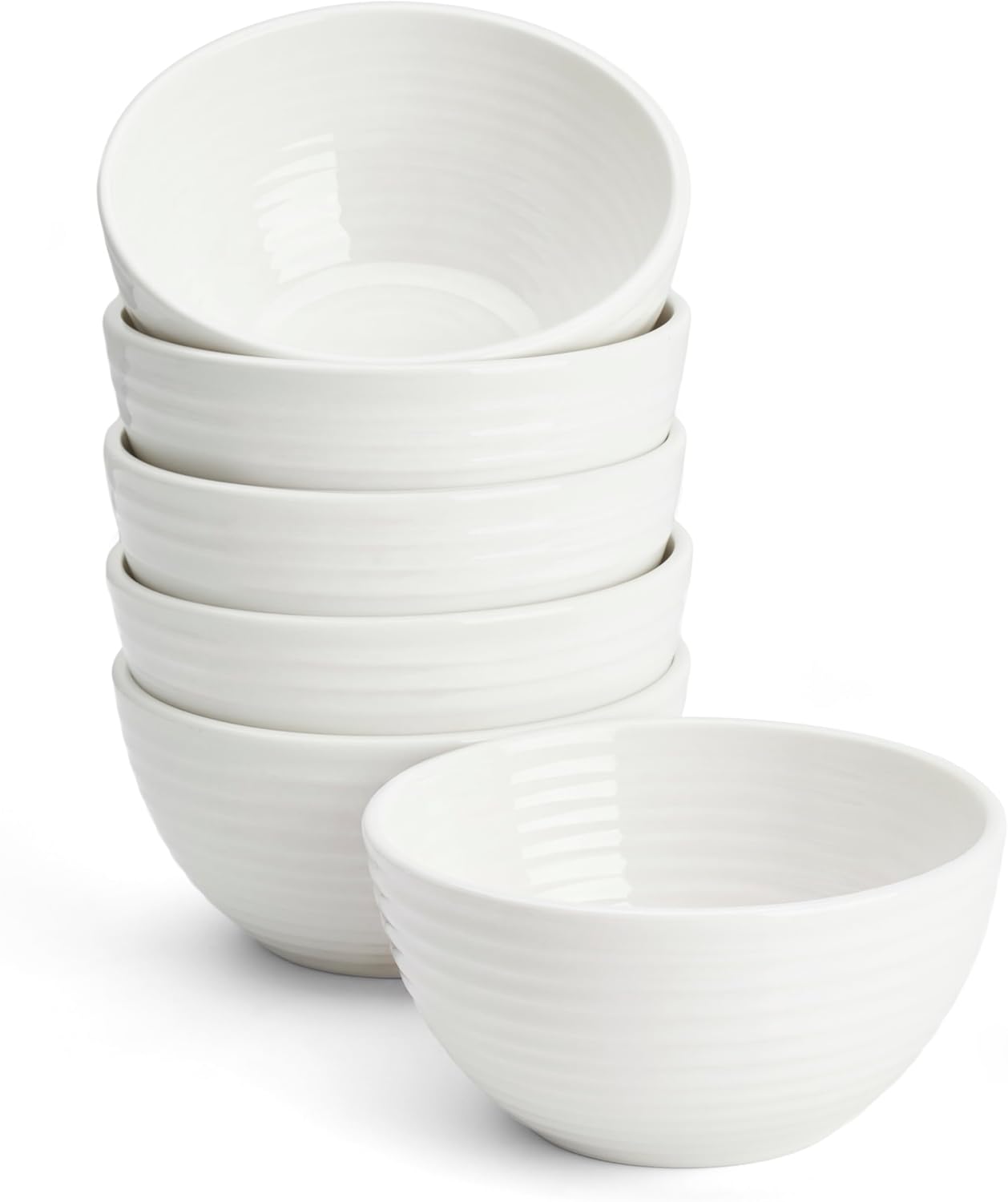 Sweese 10 oz Ceramic Bowls Set of 6, Small White Dessert Bowls for Yogurt, Cereal, Ice Cream, Fruit and Snacks, Stackable Breakfast Bowls for Everyday Dining, Microwave and Dishwasher Safe