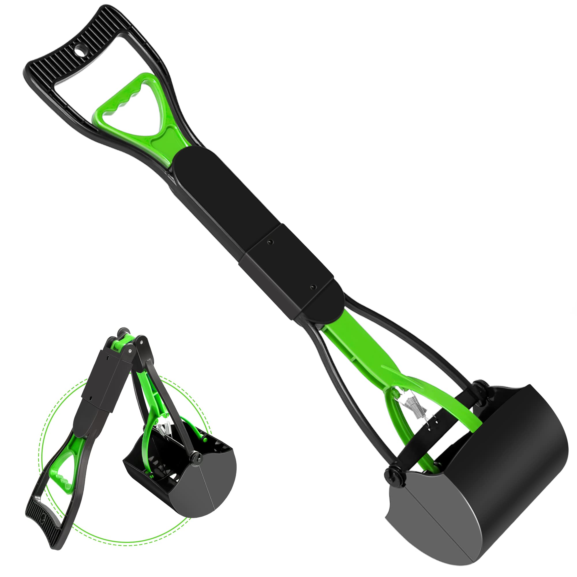 UPSKY Paletta per cacca da 60 cm, per cani di taglia grande e piccola, pieghevole, molla robusta e materiali di alta qualità, facile da usare per erba, sporco, ghiaia, pala verde