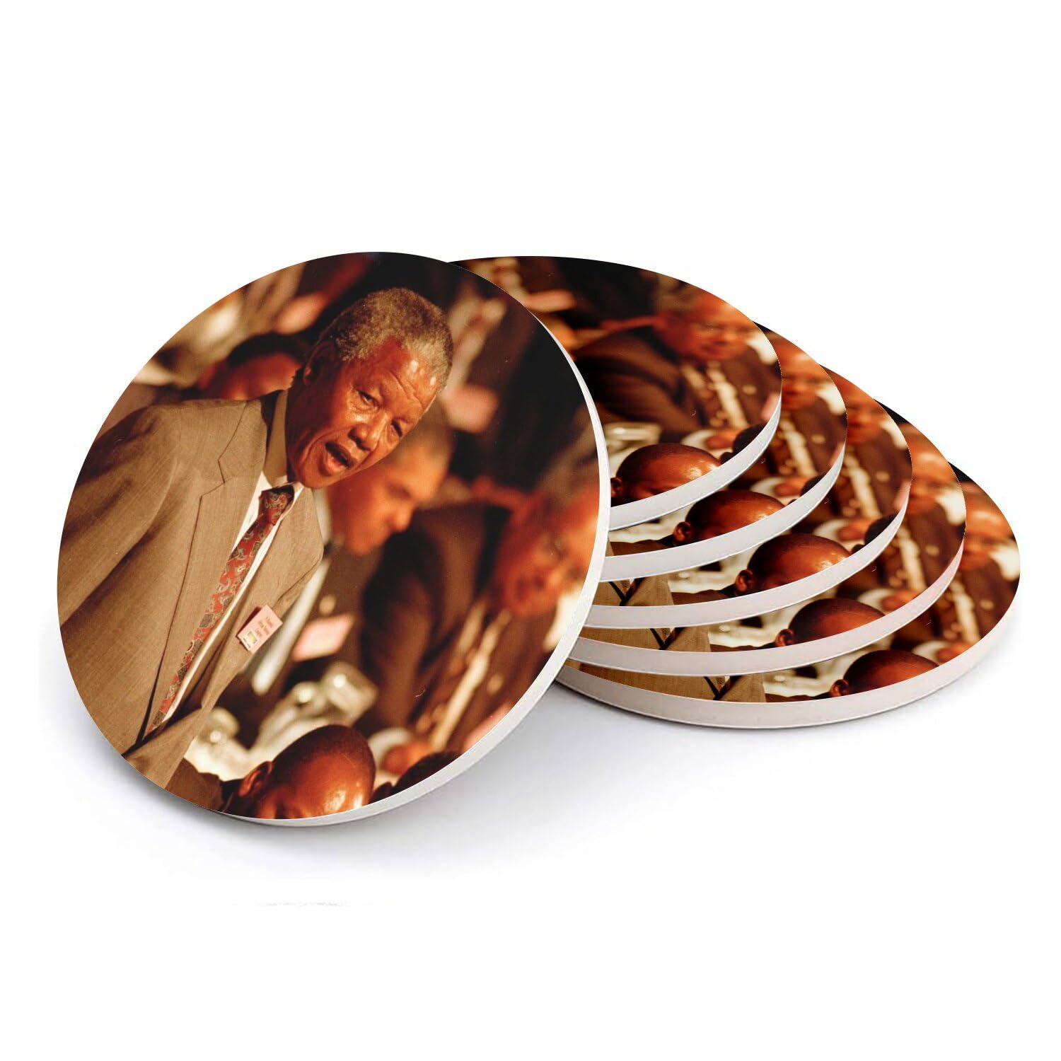 Sous-verre ronds en céramique Nelson Mandela - Set de table Afrique du Sud lot de 6