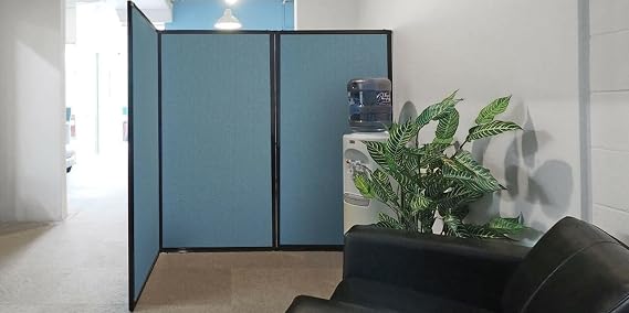 Versare Privacy Screen Folding Panel | Durable Wall Partition | Lightweight Portable Room Divider | Tackable | Black 7'6 Wide x 6'8 Tall Fabric Panels