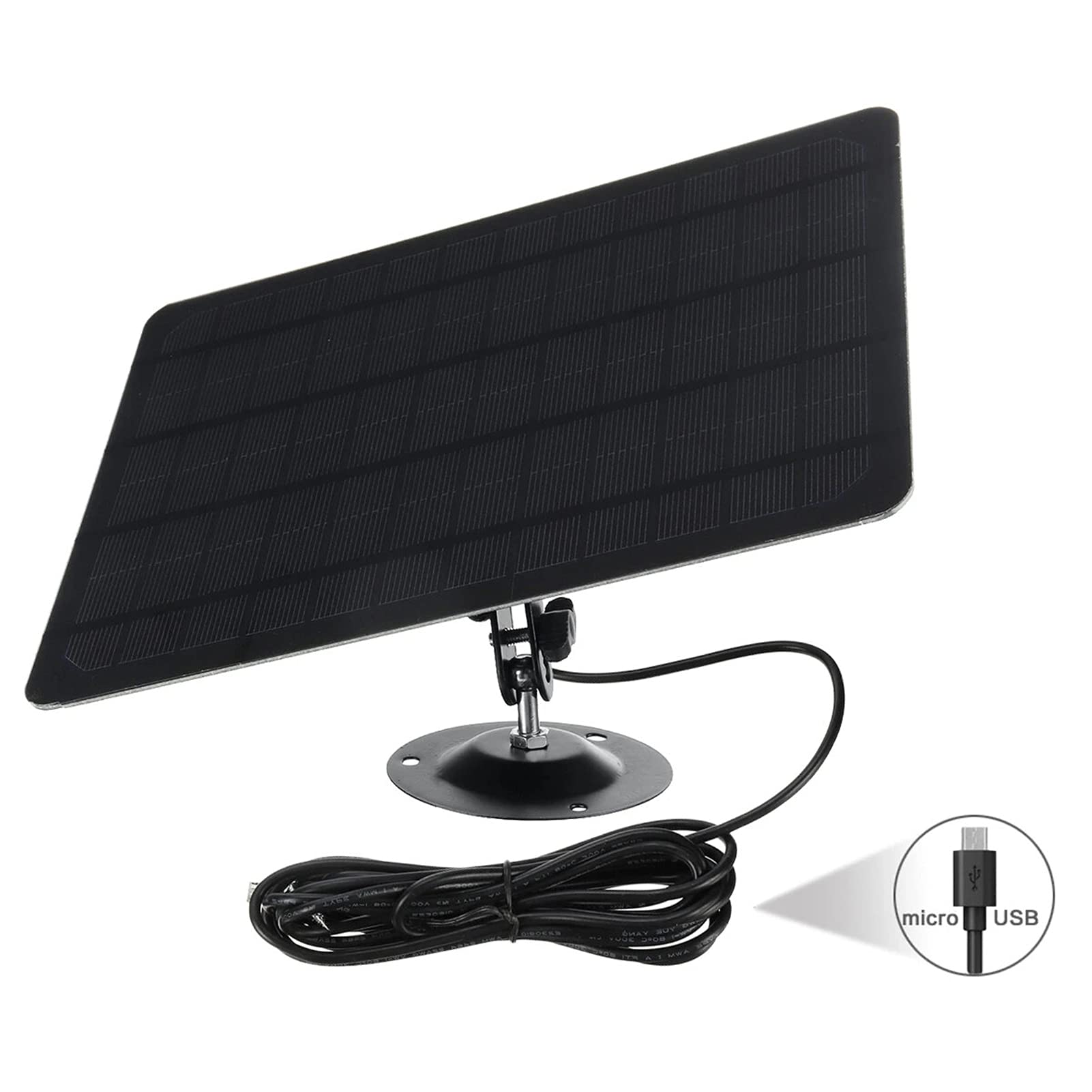 Pannello solare micro USB 10 W, 5 V, 2000 mAh, rotazione a 360 gradi, impermeabile, per fotocamera USB