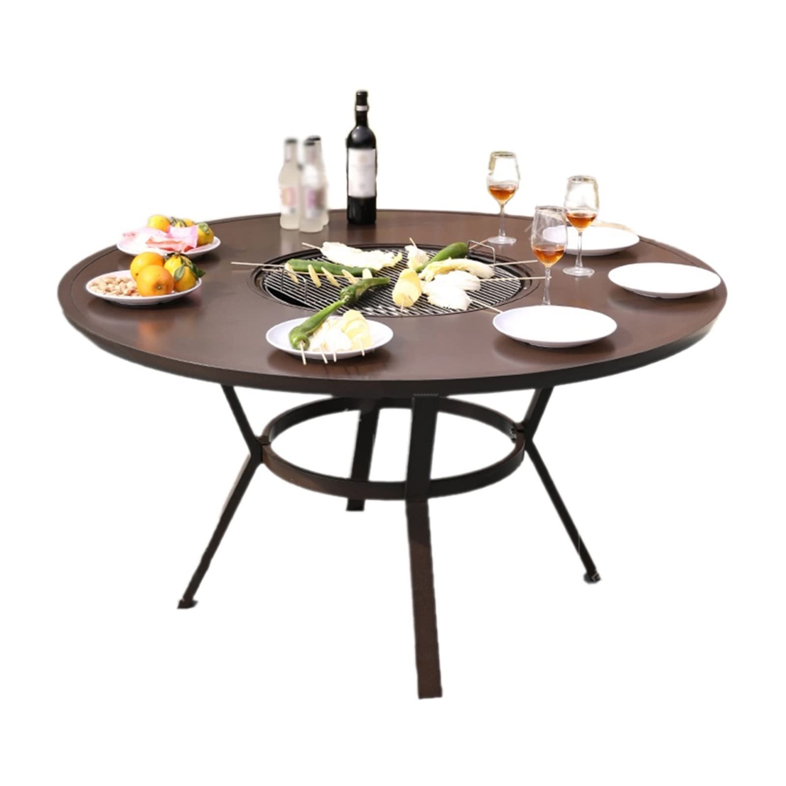 Stół do grillowania Stoły grillowe do domu, Patio, na zewnątrz, wewnątrz, balkon, piec ze stopu aluminium, okrągły stół, komercyjny na zewnątrz(100cm)