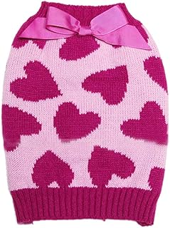 Amosfun Pet Sweater with Bowties Heart Pattern Valentines Day Pet Costume Outift for Pet Dog Cat Puppy Valentines Day Accessories Size S