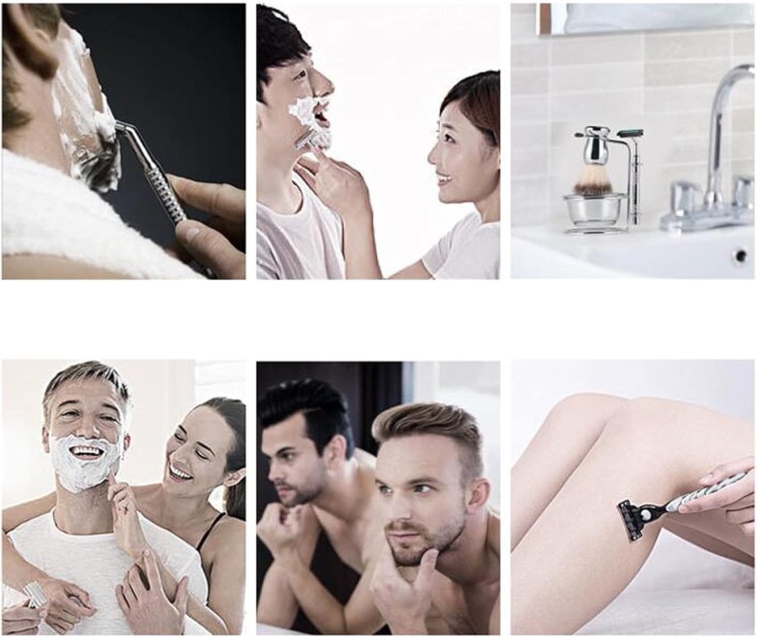 Shaving Brush, Ergonomics Lightweight Comfort Grip Shaving Accessories Foam Soap Beard Brush with Stand, Bowl (Color : A)