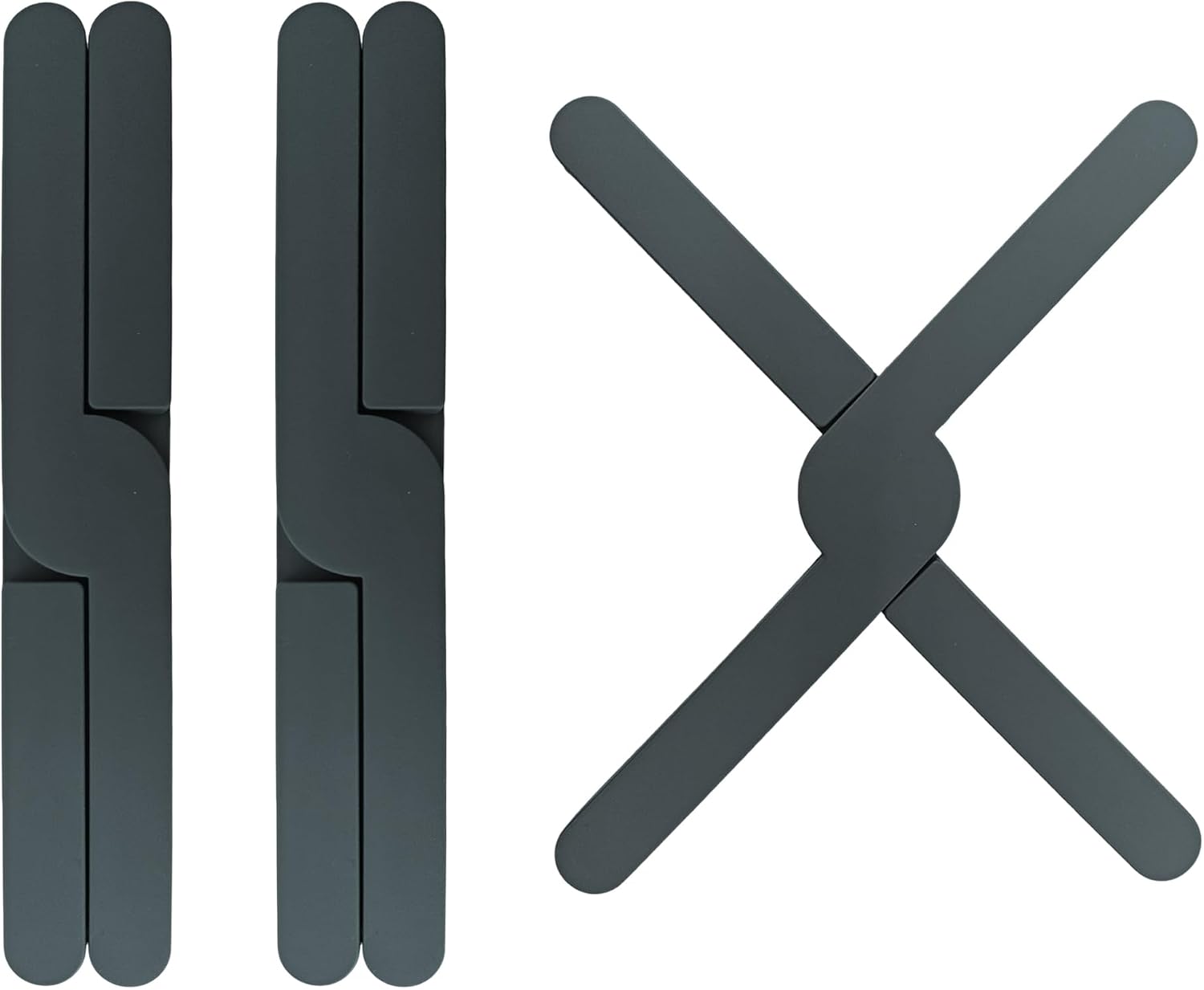 3PCS Foldable Silicone Trivet Set, Expandable Hot Pads for Kitchen, Heat Resistant Pot Holders, Non-Slip Table Protector Mat for Hot Dishes, Pots(Gray)
