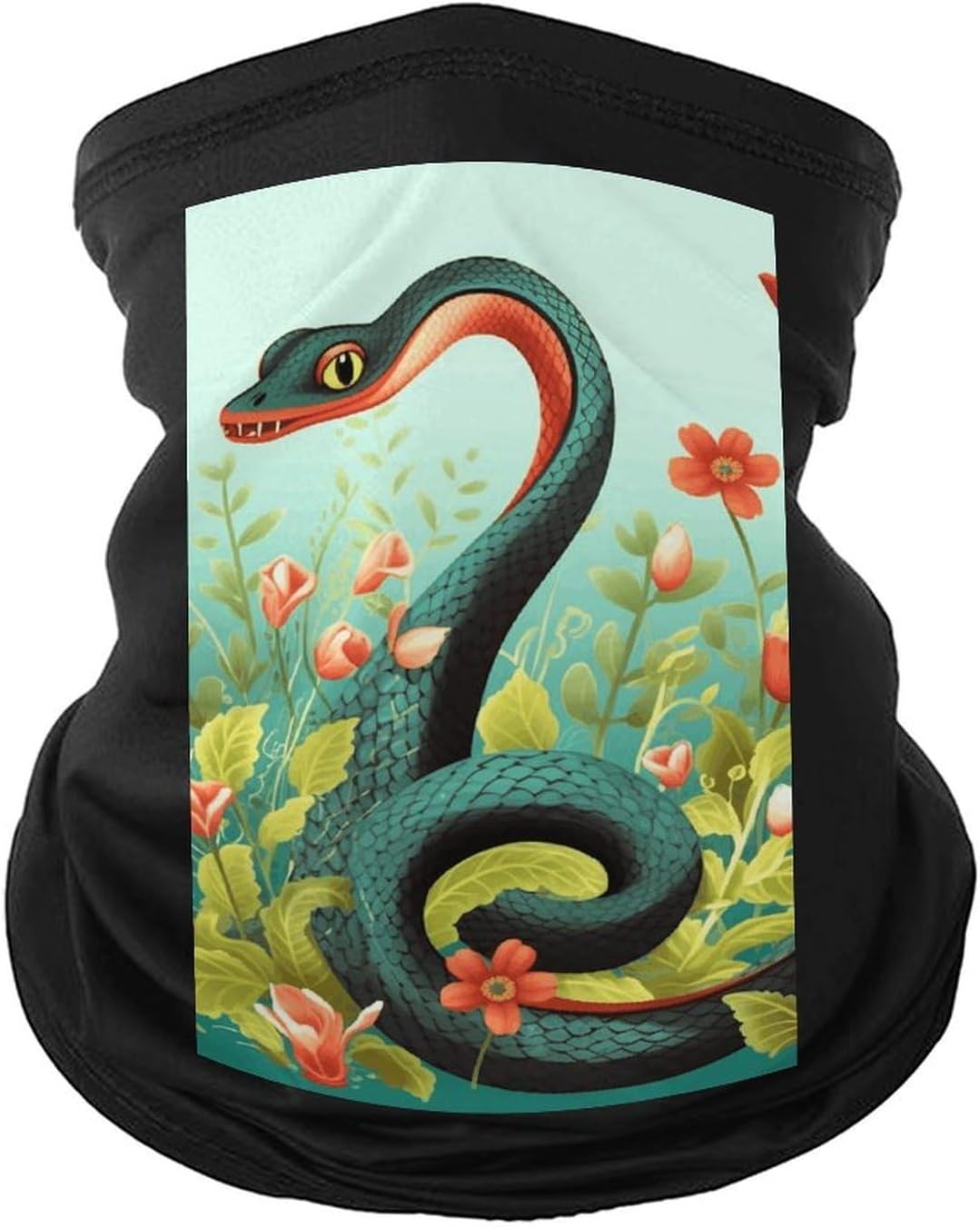 Snake and Flower Neck Gaiter Face Mask UV Protection for Men Women, Breathable Quick Dry Face Cover Bandana Outdoor Sports Balaclava Wind-Proof for Hiking Skiing Motorcycle Cycling