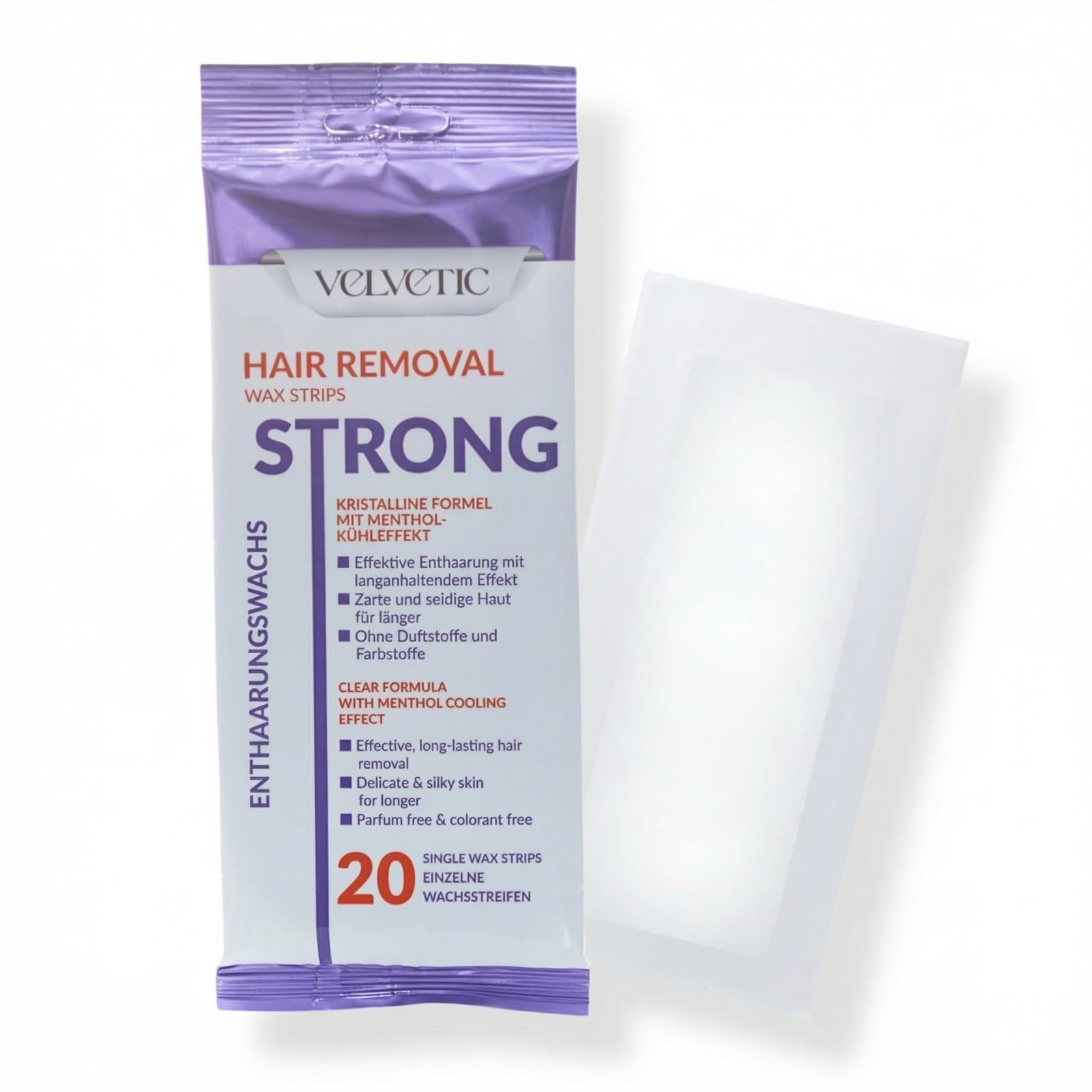 STRONG Männer-Wachsstreifen Sparpackung – 240 Streifen (12 × 20) zur Haarentfernung mit Menthol – gebrauchsfertig, duft- & farbstofffrei – für Brust, Rücken, Arme & Beine