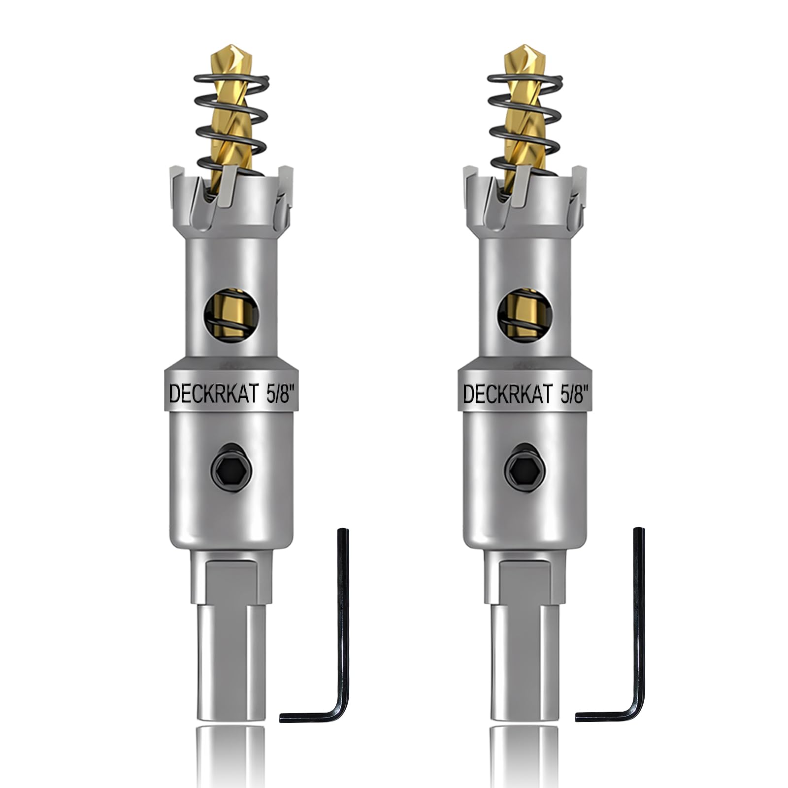 DECKRKAT 2-Pack 5/8” TCT Hole Saws for Hard Metal, Heavy Duty 16mm Tungsten Carbide Tipped Hole Cutters Set with Spring-Loaded Pilot Drill Bits for