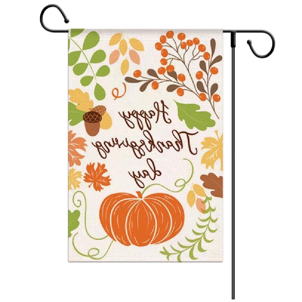 BLKWHT Herbst-Gartenflagge – Kürbis & Ahornblätter, Jute, Doppelseitig 30,5x45,7 Cm