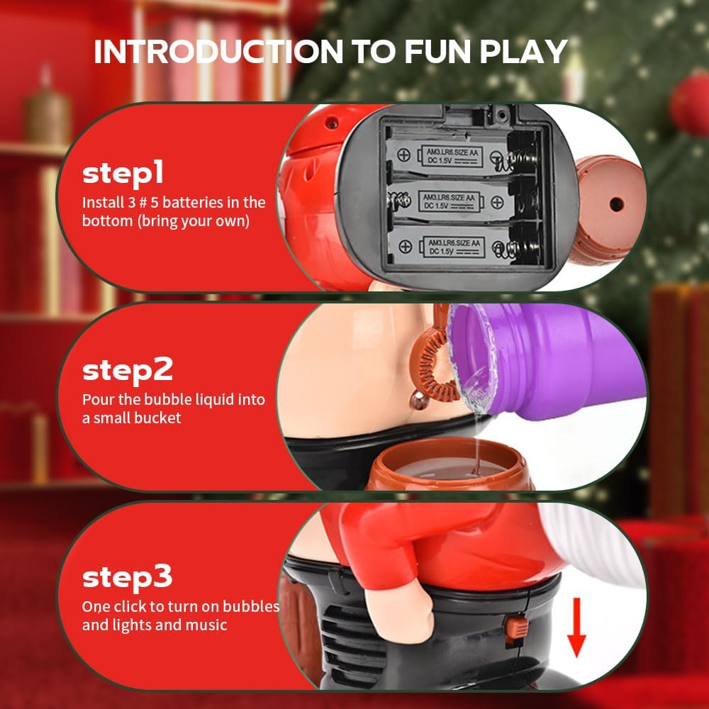 Macchina Delle Bolle Di Babbo Natale Con Luci E Musica - Giocattolo Automatico Per Bambini, Regalo Divertente Per Feste