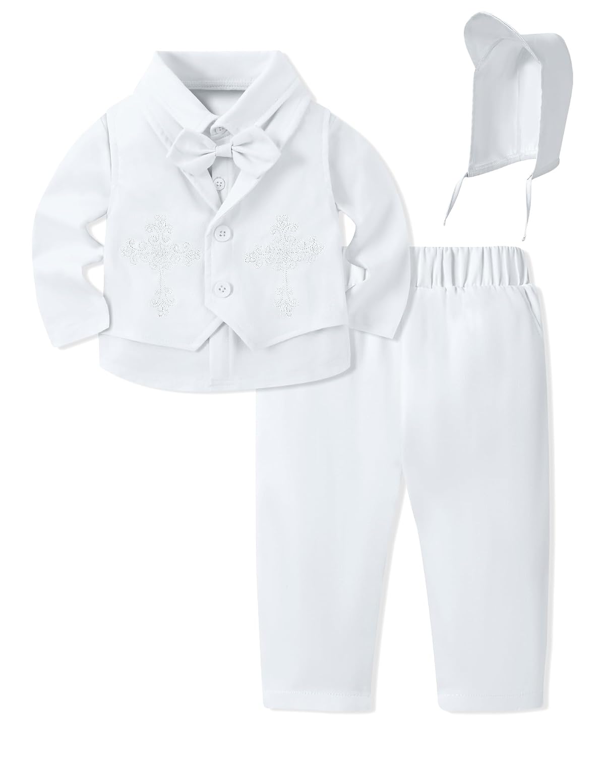 YALLET Baby Boys Suit Toddler Baptism Outfits White Christening Clothes Formal Dress Shirt+Bowtie+Pants+Embroidery Vest+Hat - Review, Price and Buying Guide