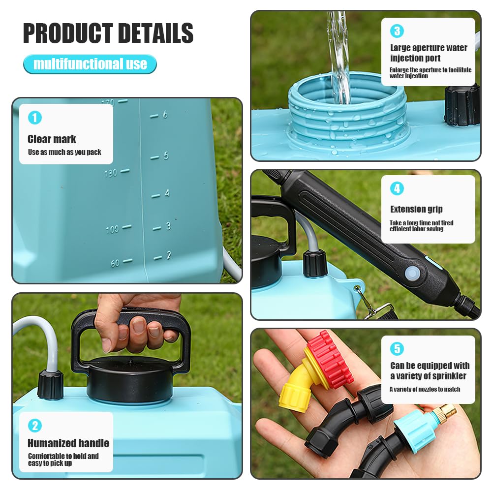 Pulverisateur Electrique, 7.4V Puissant Pulverisateur de Jardin avec 3 Buses Réglables, Autonomie 120 Min, Recharge USB, Lance et Sangle – Arrosage, Désherbage, Herbicide, Insecticide (Vert 8L)