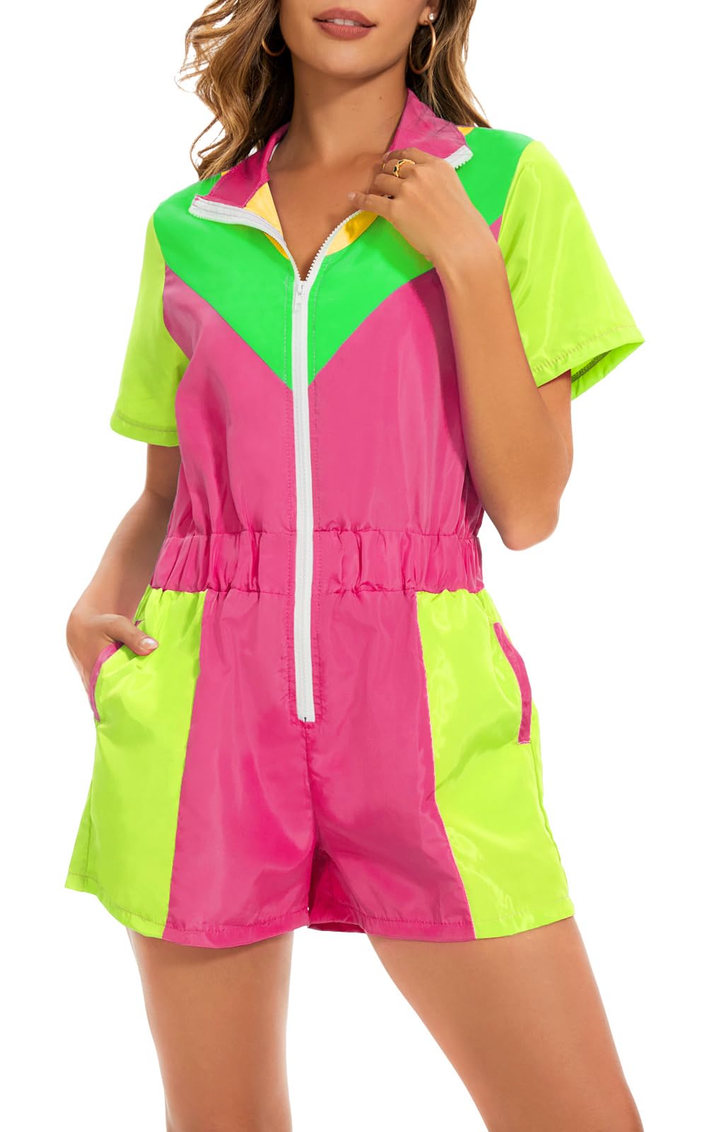 Yisfri Color Block One Piece Jumpsuit