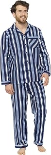 Mens Pyjama Set Brushed Cotton Printed Flannel Traditional Nightwear Lounge Wear Striped/Checks 2 Piece Sleepwear Pjs