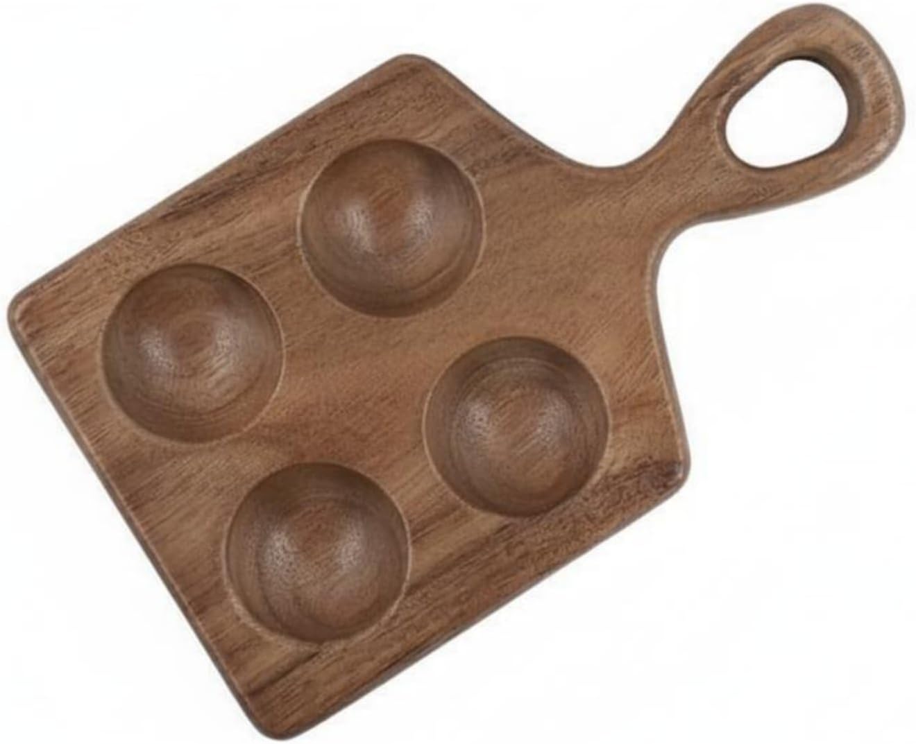 Beech Wood Egg Tray, Smooth Wooden Egg Holder Handcrafted Kitchenware Egg Organizer for Fridge, Countertop, Pantry, Cafe, Restaurant, 4-Grid Acacia Wood Egg Holder with Handle