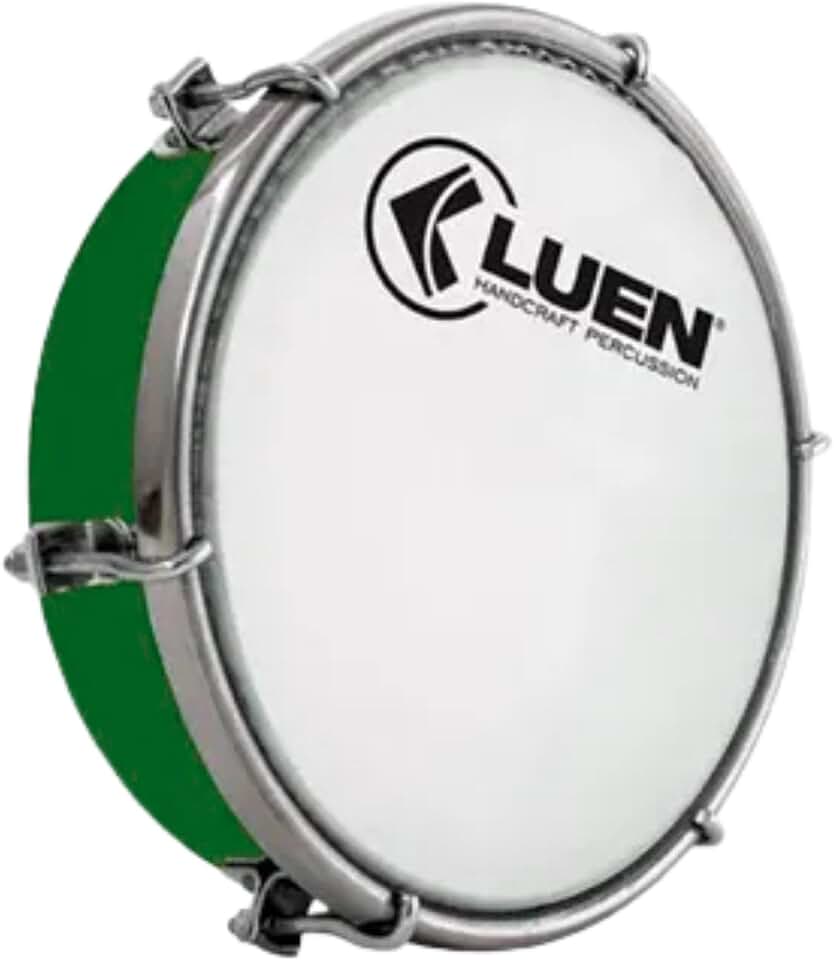 Tamborim Luen 6 Polegadas Pele Leitosa Samba Aro Inox Cromo Corpo Abs e Alumínio 6 Afinações | Verde
