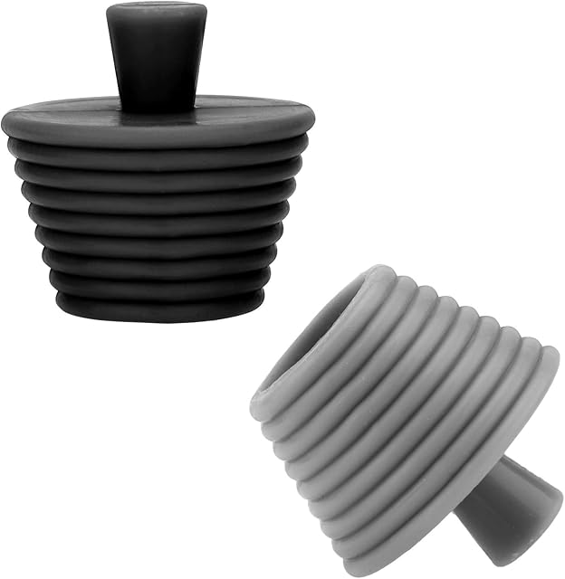 SAVITA 2PCS Universal Tub Stopper, Bathroom Sink Drain Plug, Silicone Drain Stopper Bath Plug for Kitchen Bathtub Sink Drains (Black,Gray)