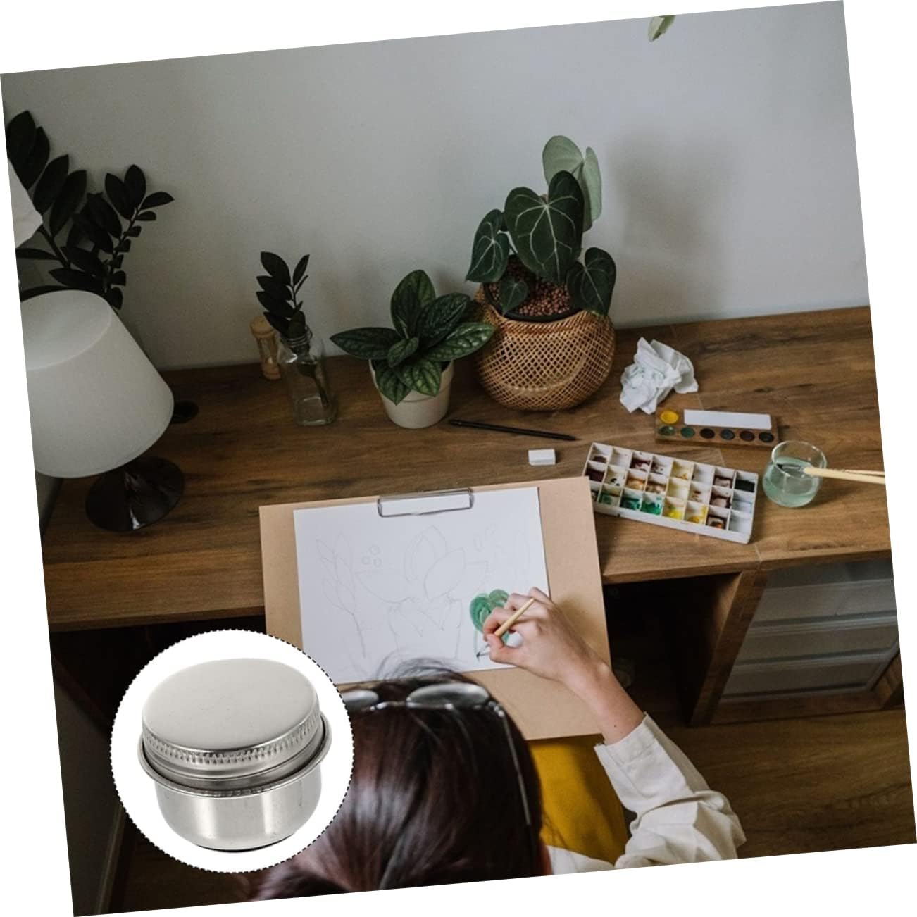 Gadpiparty 2Pcs Oil Palette Cups with Lid for Easy Paint Mixing and Brush Washing Portable Art Supplies for Artists and Painters