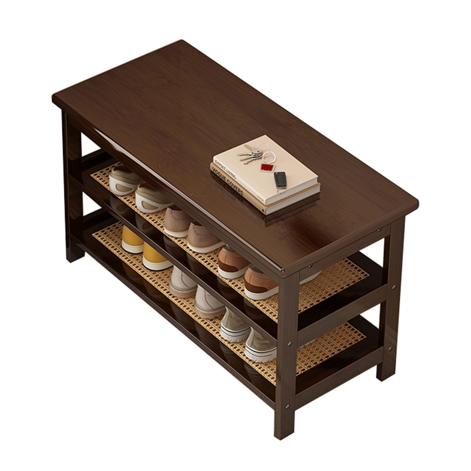 LHX Shoe Changing Stool Household Shoe Cabinet at Door Integrated Shoe Rack Entrance Door Bamboo Bench Original Color/Brown(Brown,85cm)