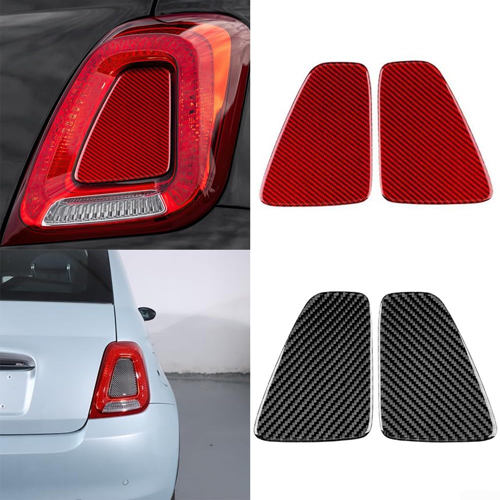 Paire de coques de feux arrière pour Fiat 500 pour Abarth 595 695 2017-2023, autocollant en fibre de carbone souple (carbone rouge)