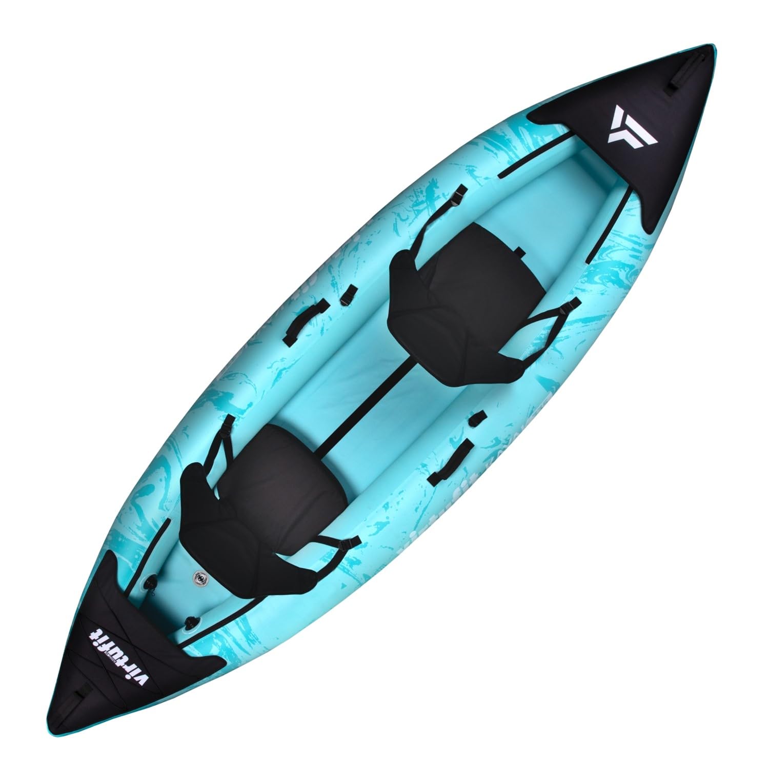 VirtuFit Kayak inflable 335 – 2 personas + opción para 3er asiento – Incluye 2 asientos de kayak, bolsa de transporte y 2 aletas – para mar, río y lago – Construcción estable – 335 cm – Turquesa