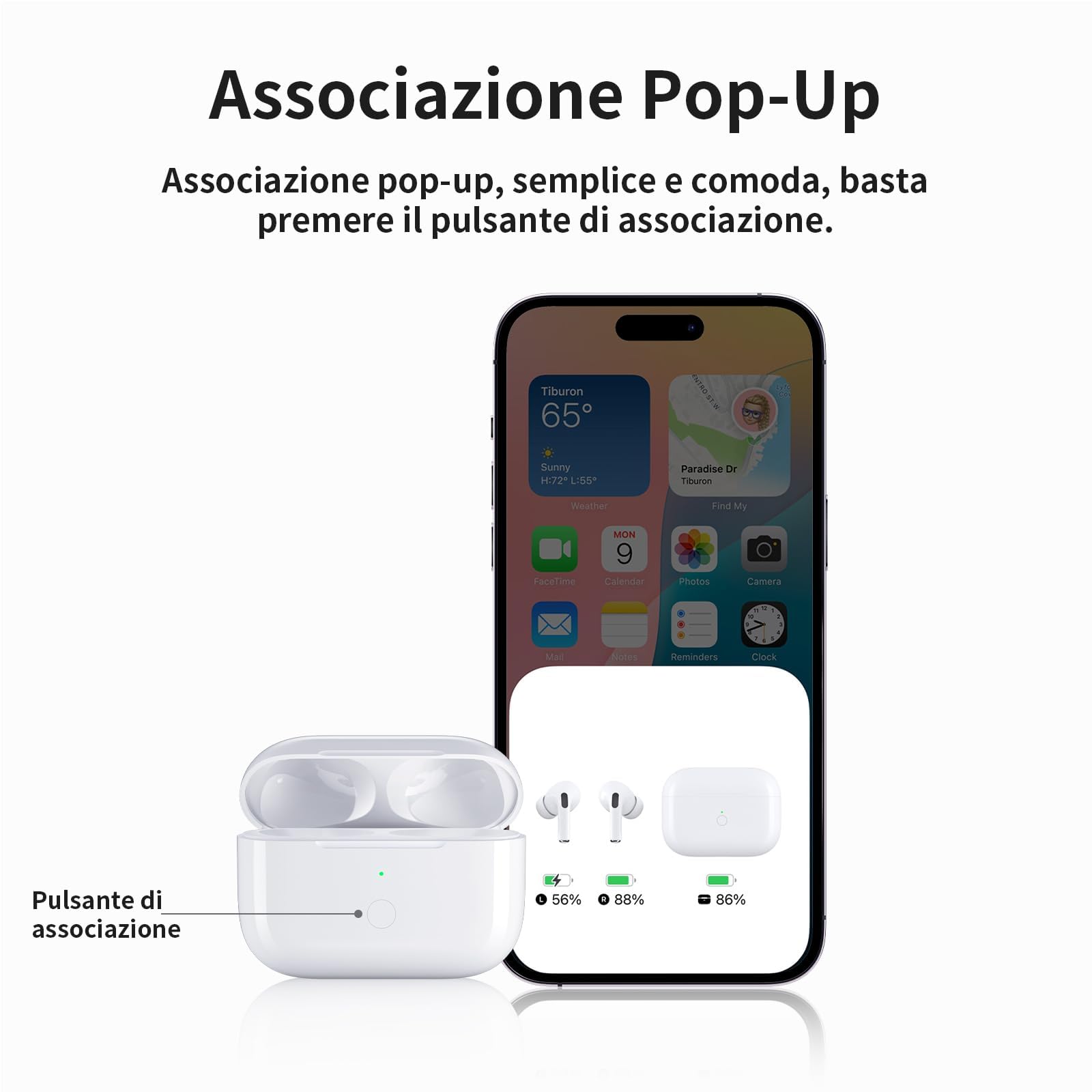 Uluck Custodia di ricarica wireless compatibile con AirPods di terza generazione, custodia di ricarica wireless, ricambio originale, pulsante di sincronizzazione di accoppiamento Bluetooth