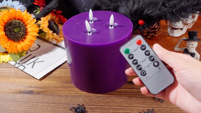 Image of Retisee 1 Pack Purple Extra Large Flameless Candles 6 inchx6 inch Remote Control