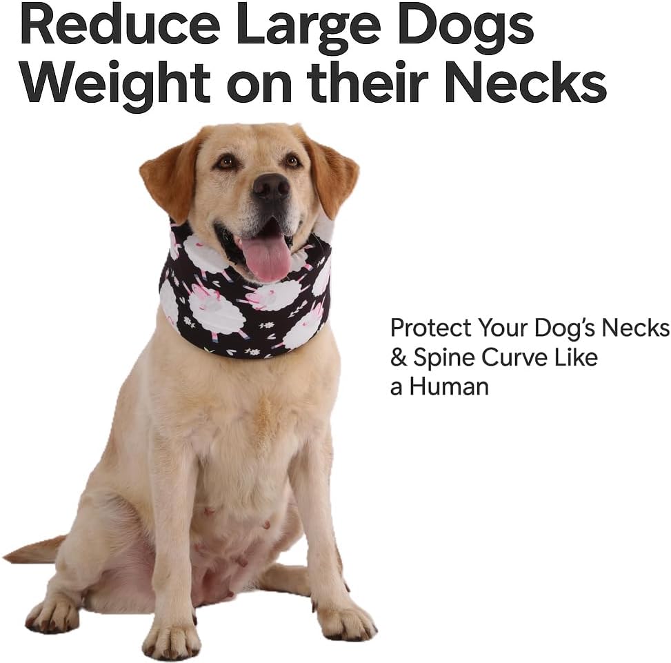 LovinPet Dog Recovery Collar, Adjustable Soft Cone for Medium & Large Dogs, Post-Surgery Comfort & Lick Prevention, Sheep Print,Black