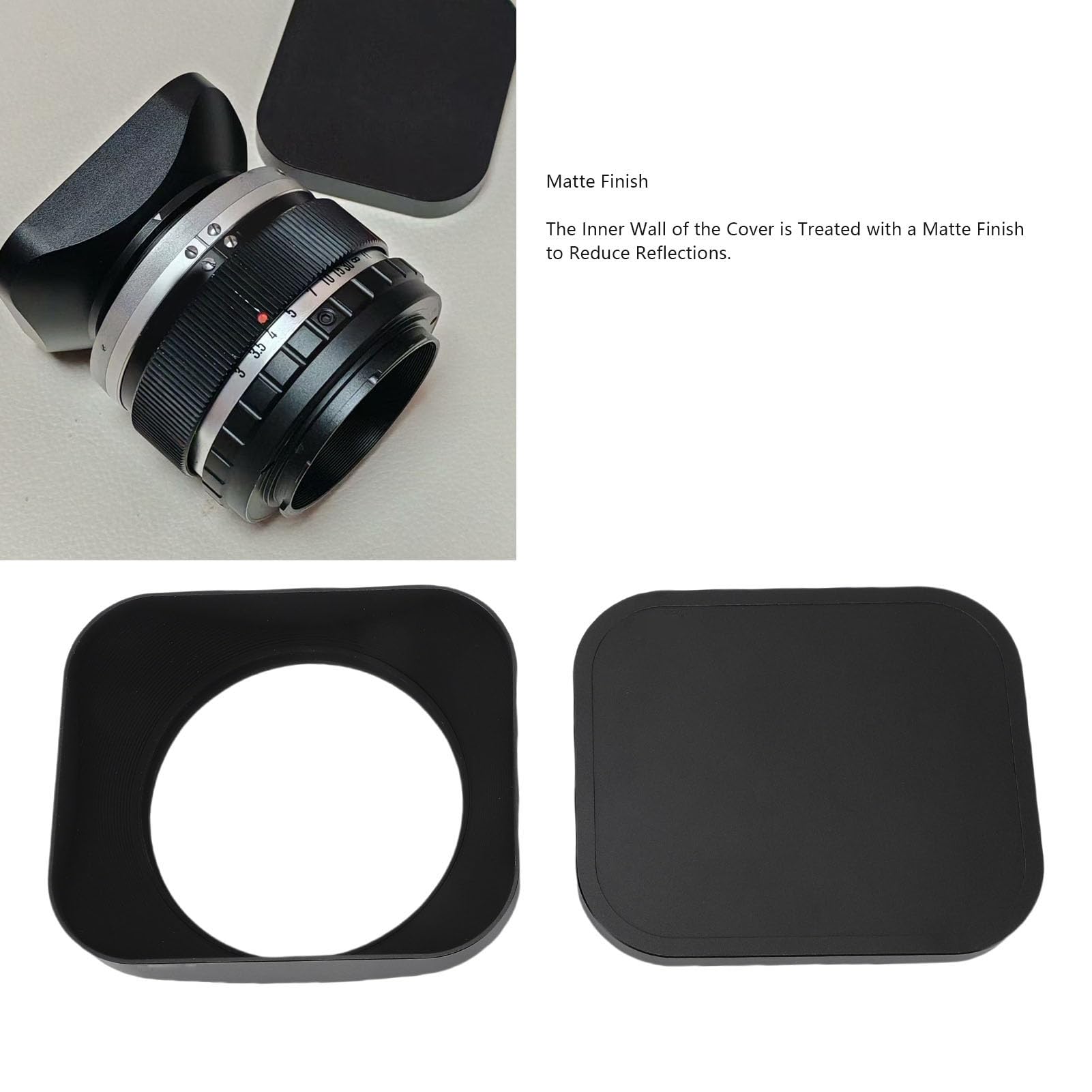 Cuifati Paraluce Quadrato in Metallo da 67 Mm, Paraluce per Obiettivo Fotografico, con Cappuccio Anteriore Interno Opaco Antiriflesso per Obiettivi con Filettatura da 67 Mm