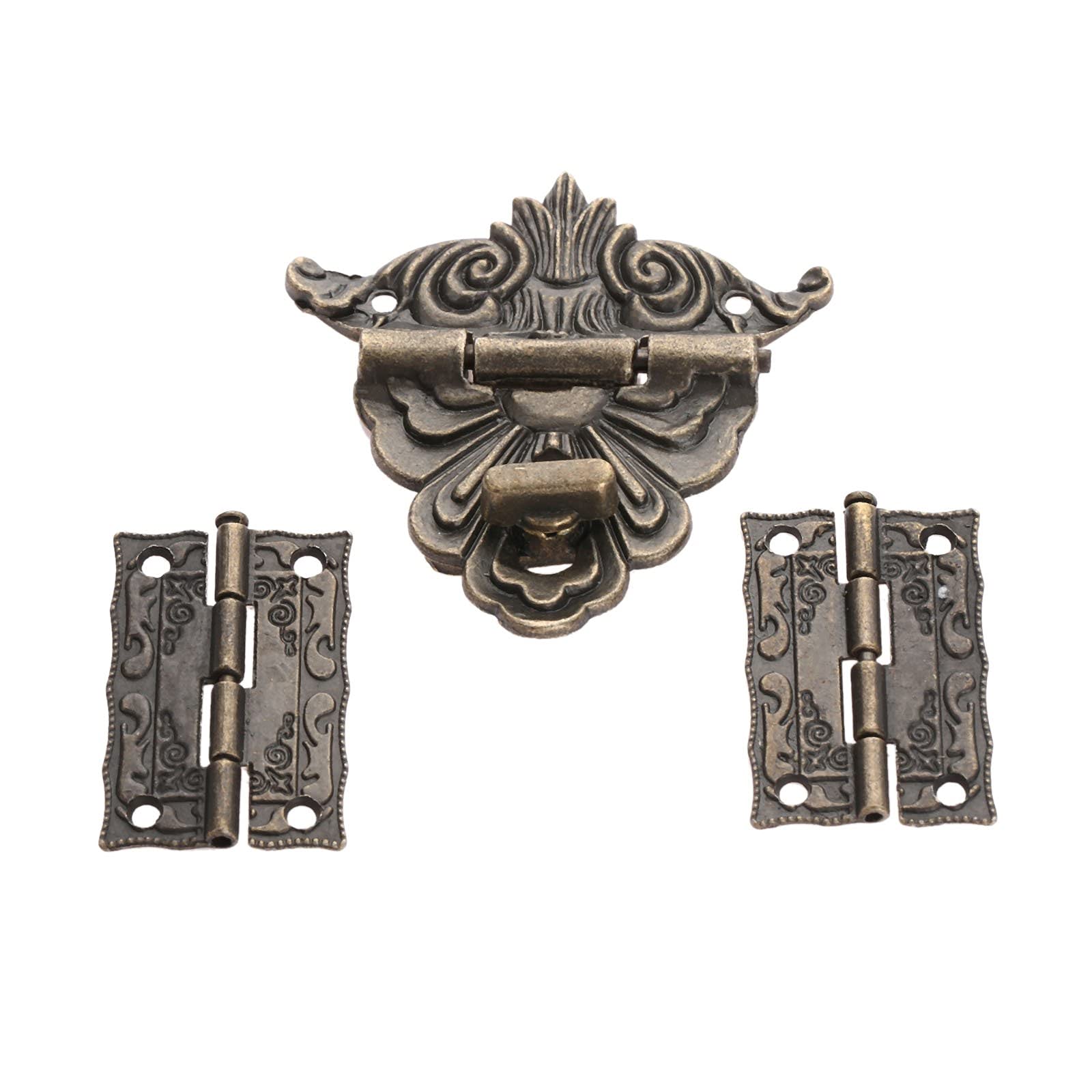Nvsfzgiyg One Color Hinge, 2Pcs Antique Bronze Cabinet With Jewelry Wooden Box Toggle Hasp Latch Clasp V-Intage Hardware Set