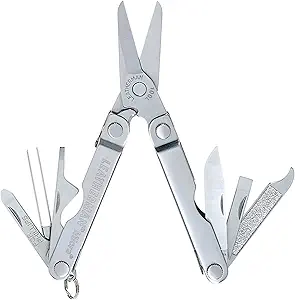 LEATHERMAN, Micra Keychain Multitool with Spring-Action Scissors and Grooming Tools, Stainless Steel, Built in the USA, Stainless