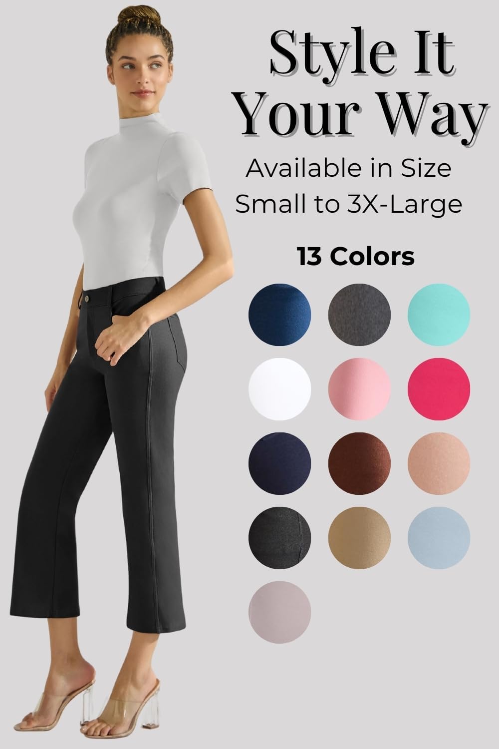 ICONOFLASH Women's Stretch Jeggings with Pockets Pull-On Straight Leg Jean Leggings Cropped 24" Tall 33" XS to Plus Size