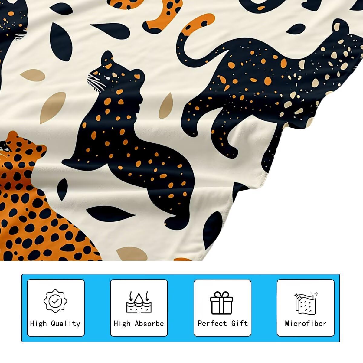 Telo Mare Microfibra, Telo Mare Grande 90x200cm 2 Pezzi, Asciugamano Palestra Donna Asciugatura Rapida, Antisabbia Asciugamano Microfibra, Leggero Asciugamani Palestra per Regalo (Leopardo) -4346