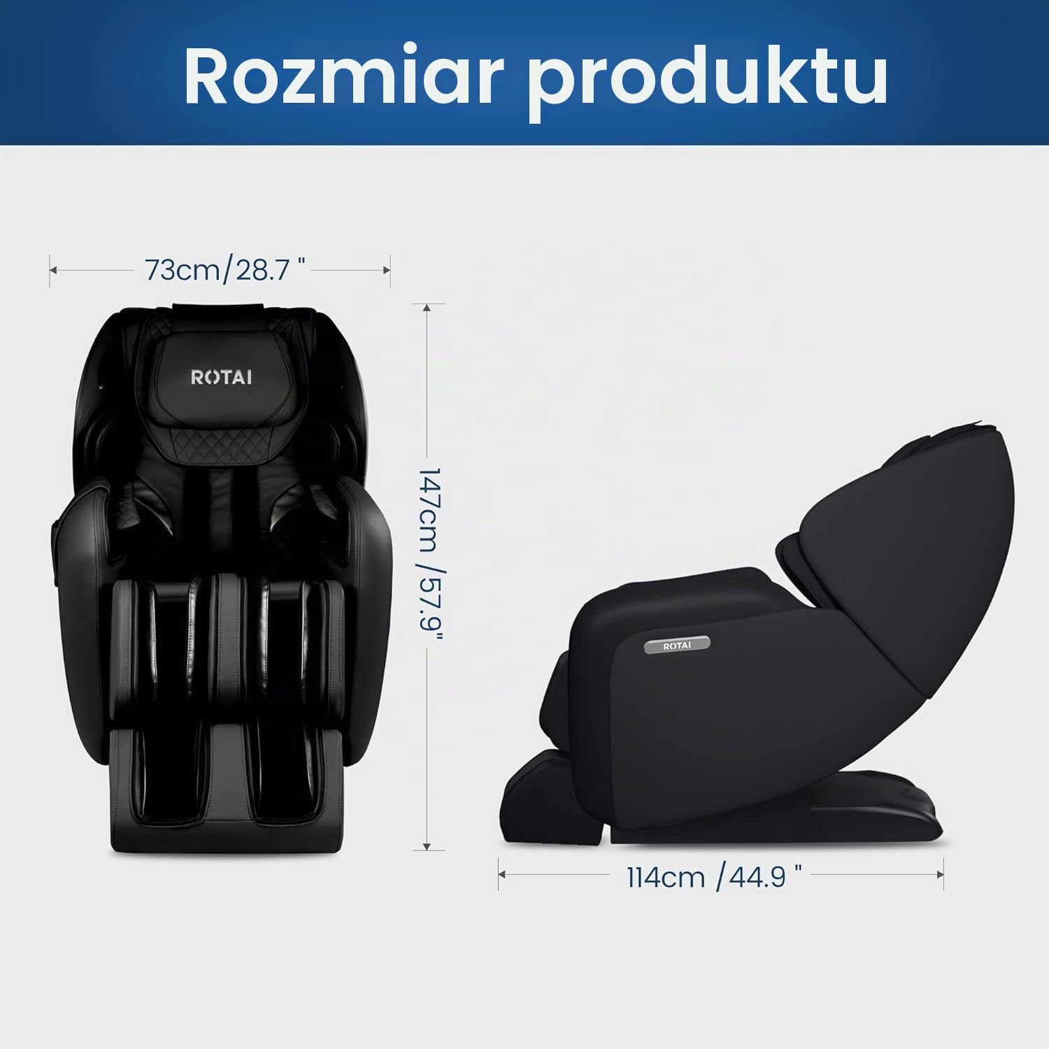 ROTAI Fotel do masażu z funkcją ogrzewania -Shiatsu Zero-Gravity, fotel do masażu całego ciała, robot 3D z szyną SL fotel relaksacyjny Bluetooth