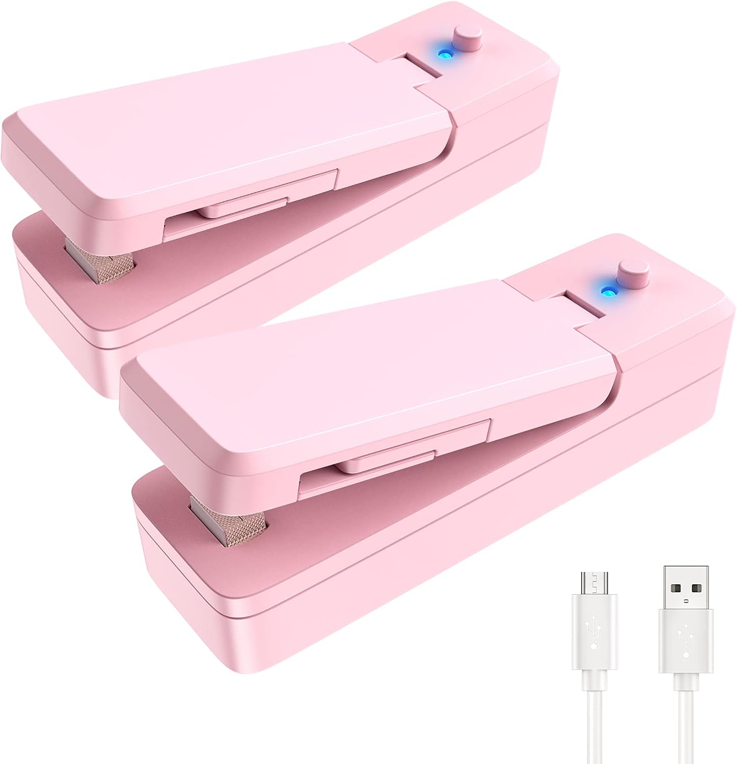 2 Pack Mini Bag Sealer, 2 in 1 USB Rechargeable Heat Sealer