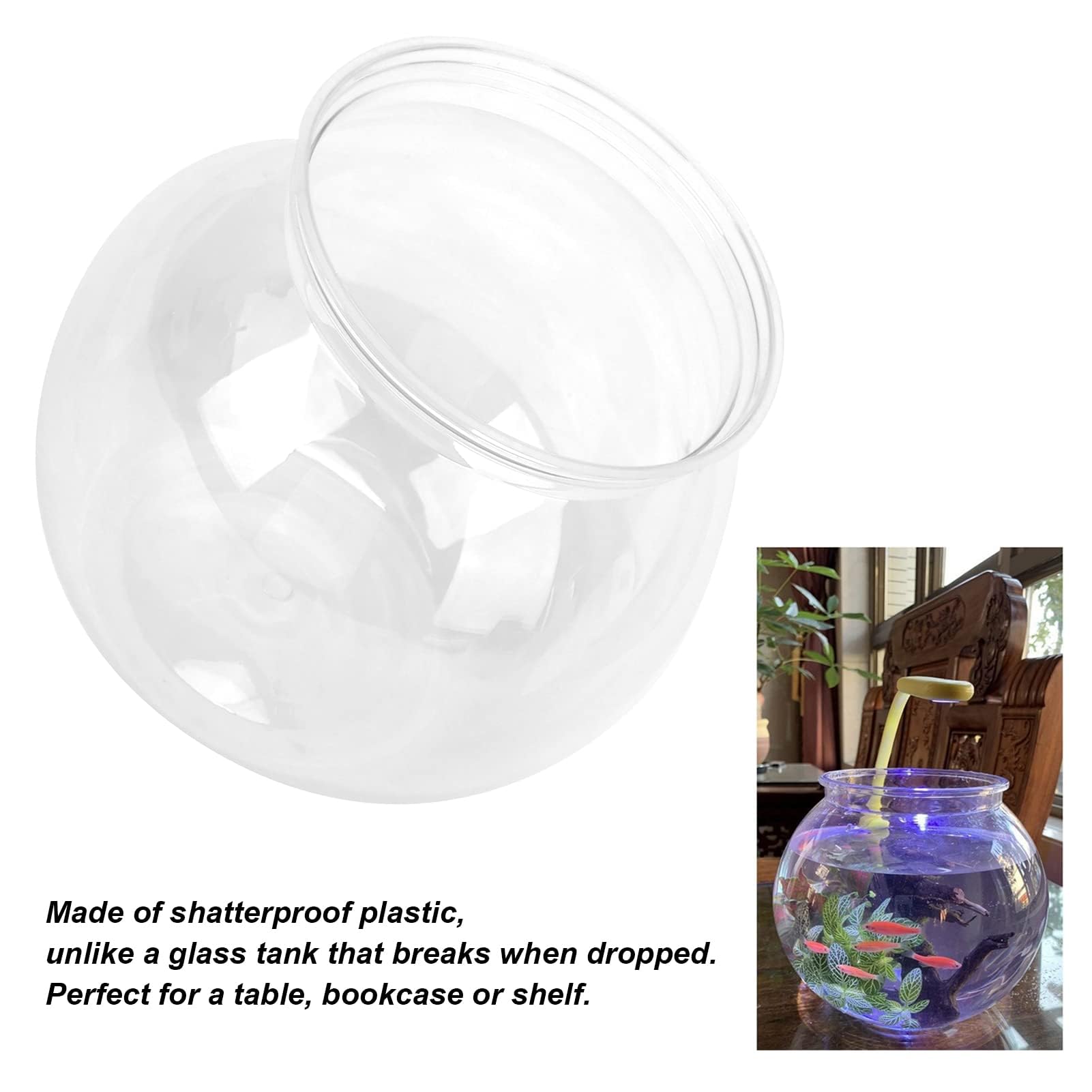 Goldfischglas, Transparentes Fischglas aus Kunststoff, Mini-Aquarium für Betta-Fische, Goldfische, Klar, Hydroponische Pflanzenschale, Anker, Hocking, Klassisches Fischglas Im (L)